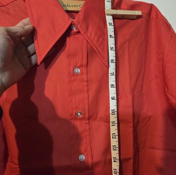 1970s Dagger Collar Red Orange men's shirt Deadstock VTG Mint NWT - Picture 10 of 16